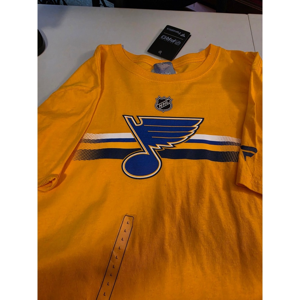 Fanatics St Louis Blues NHL Authentic Pro T-Shirt Mens Small Yellow NHLA0439 NWT